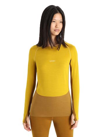 Dámské Base Layers Icebreaker 200 ZoneKnit™ Merino Long Sleeve Crewe Zlaté | CZ 1098PJJQ